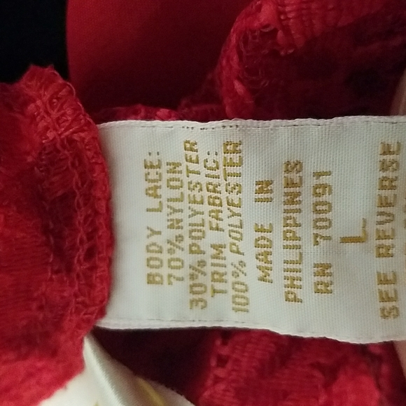 Victoria’s Secret Red 90's Gold Label Vintage Lace Teddy Satin Ruffle Bodysuit - Picture 8 of 16